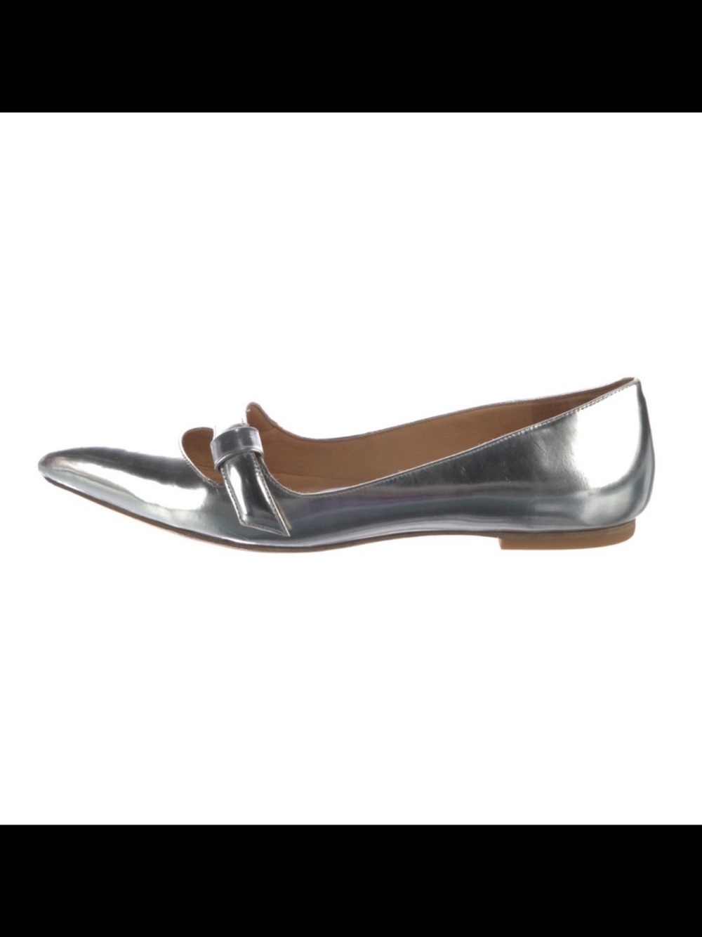 Marc By Marc Jacobs Silver Leather Pointed Toe Mary Jane Flats